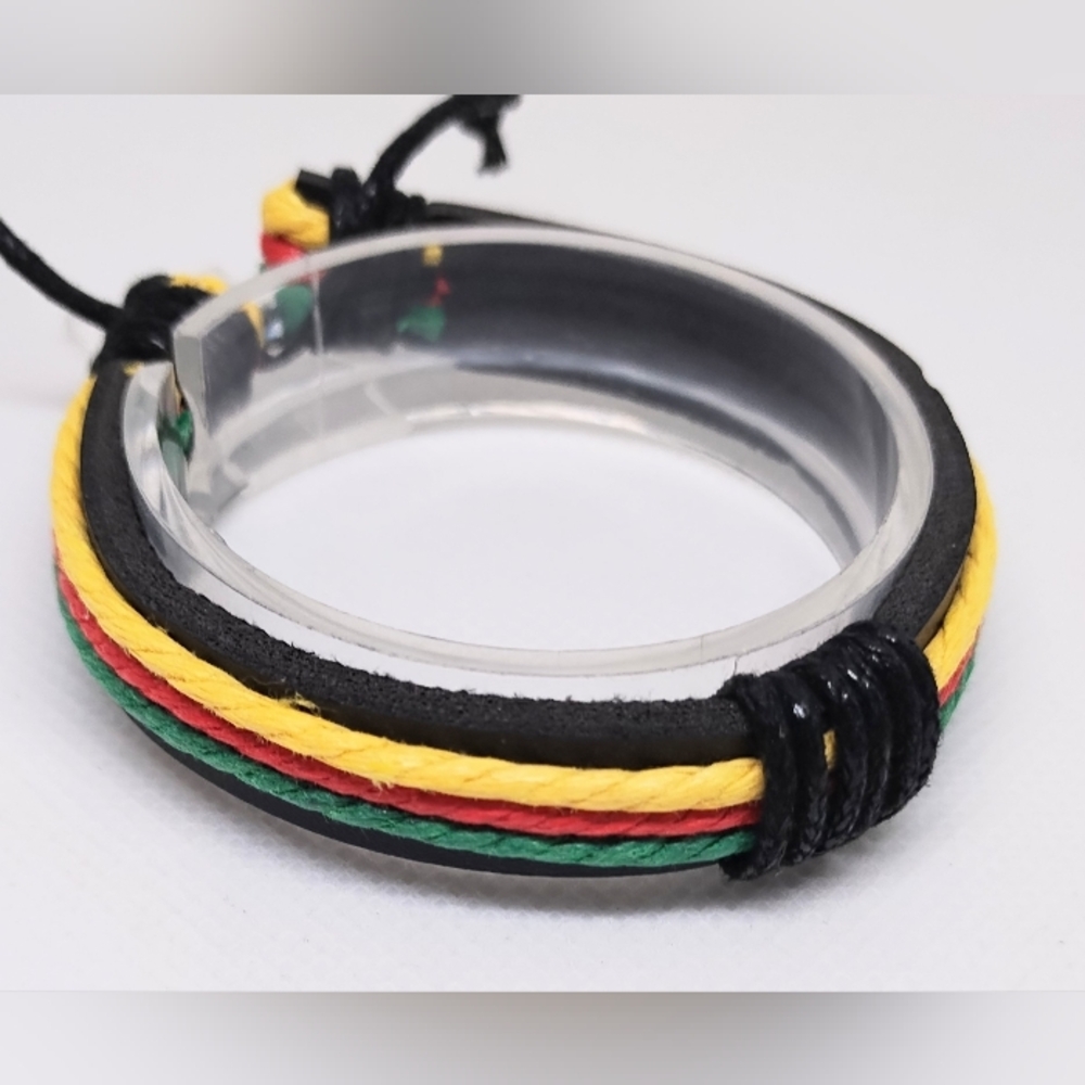 Men's Bracelet Leather‎ Layered Black New f70